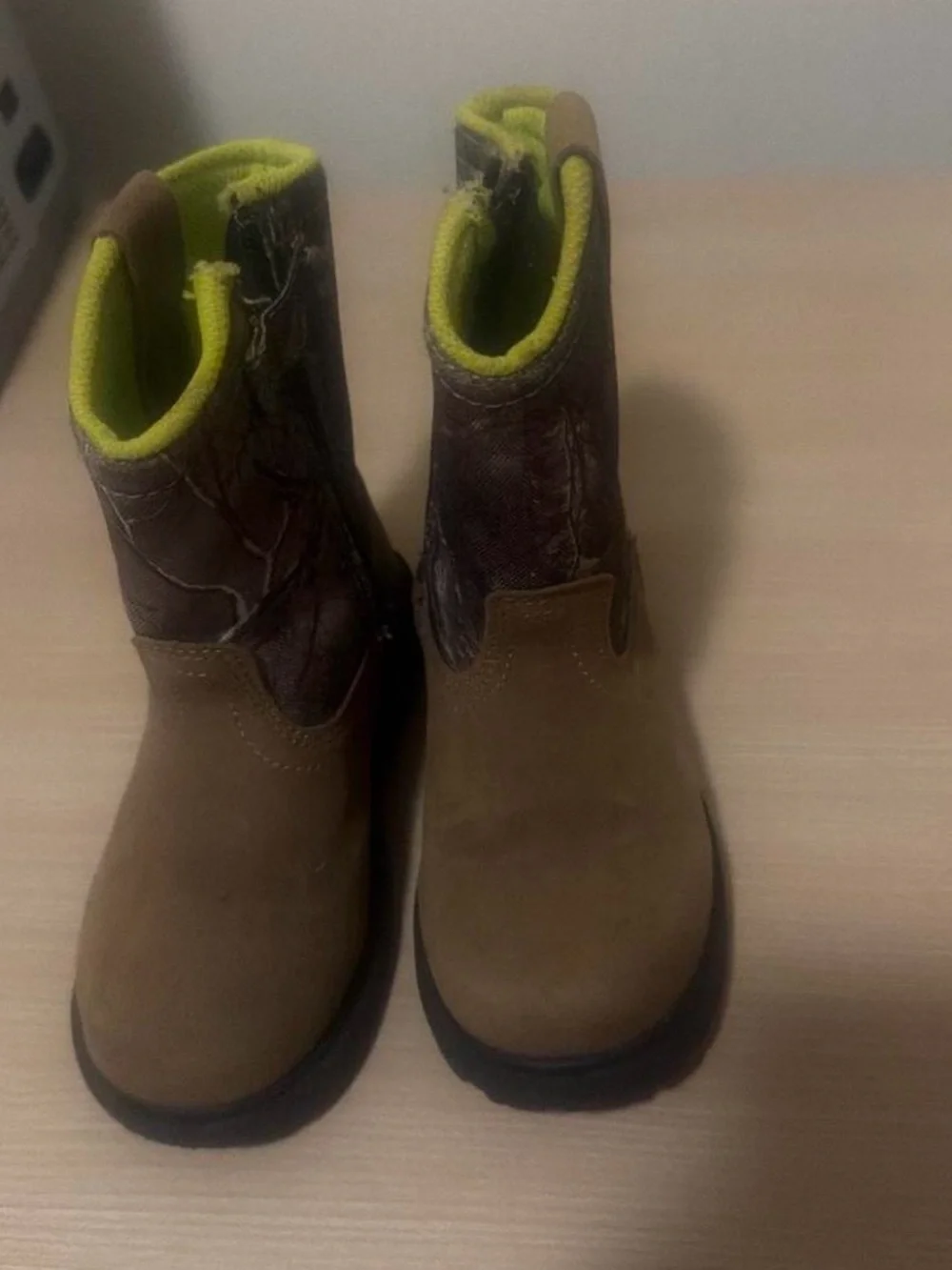 Kids Brown & Green Rugged Pull-On Boots